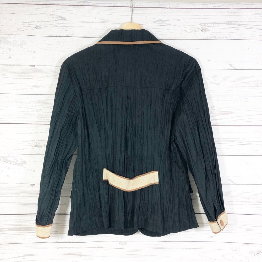 Nwot Spanner Button Front Blazer Jacket Black Tan… - image 3